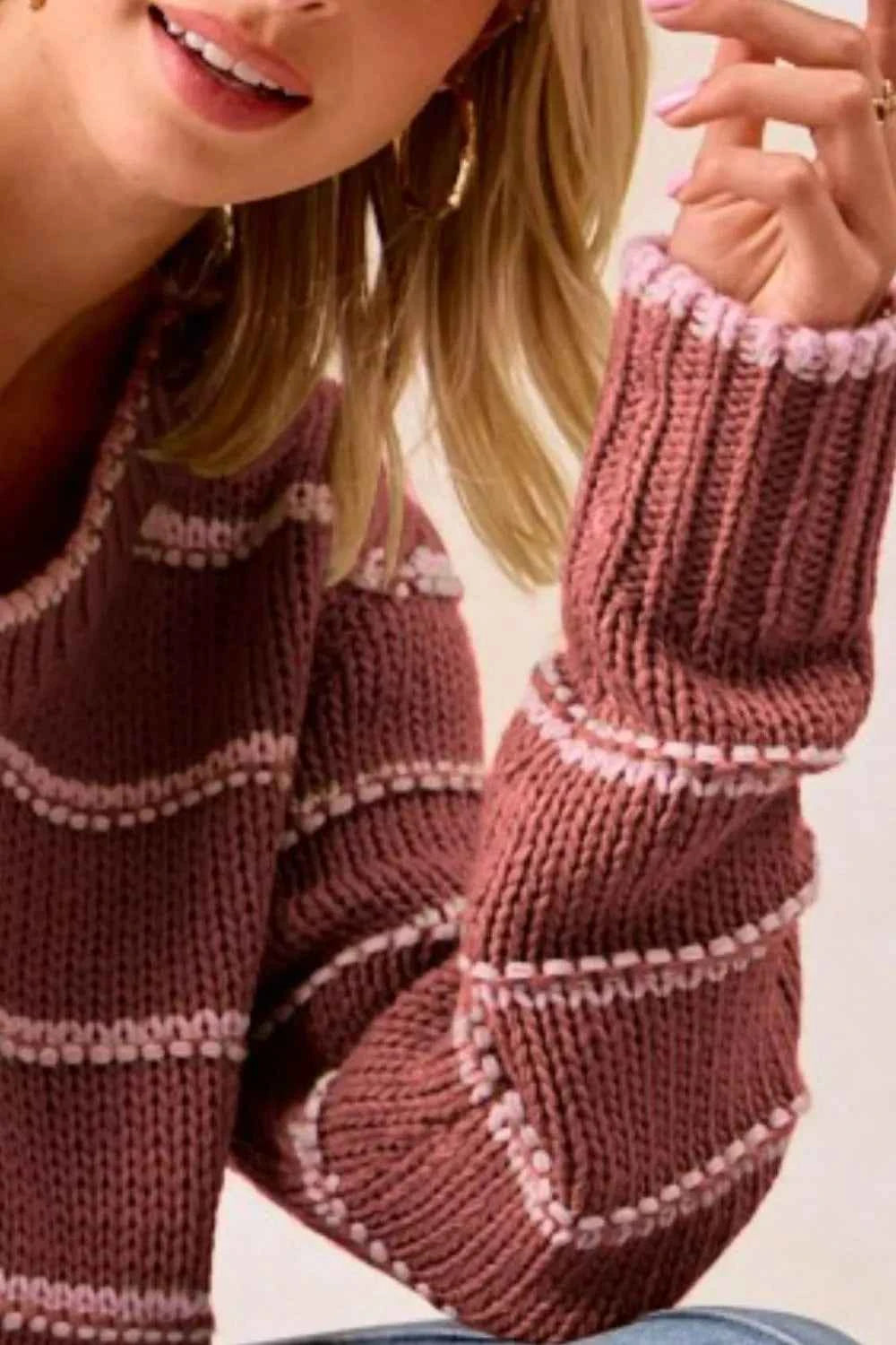 BiBi Striped Long Sleeve Sweater – Velvet Stardust Co - Velvet Stardust Co.