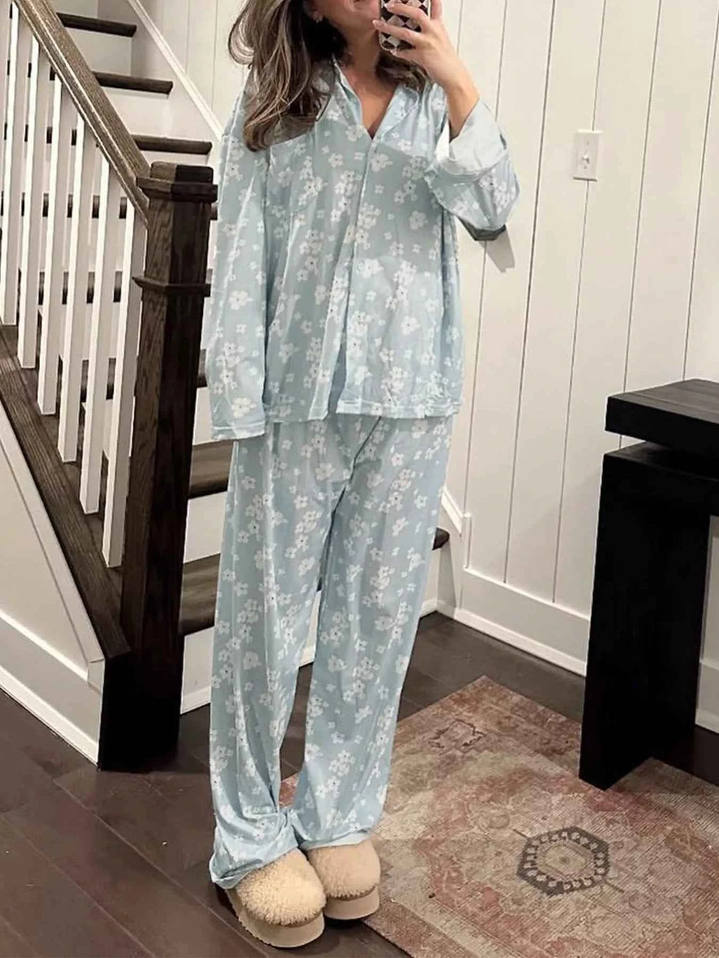 Floral Print Relaxed Fit Top and Pants Lounge Set - Velvet Stardust Co.