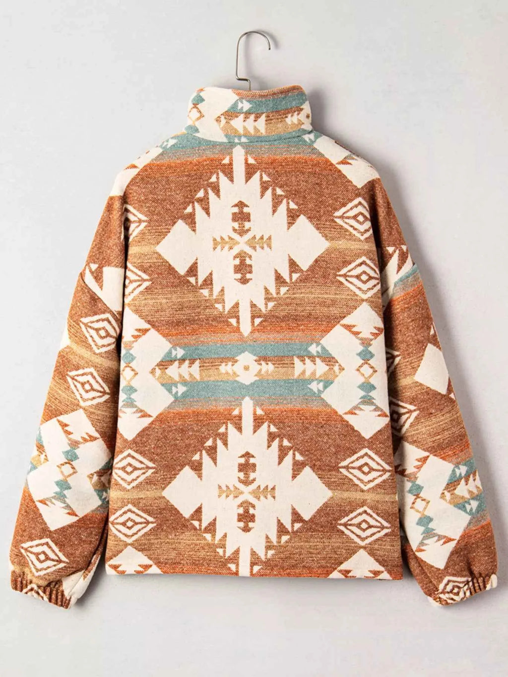 Quarter Zip Elastic Cuffs Aztec Sweatshirt - Velvet Stardust Co.