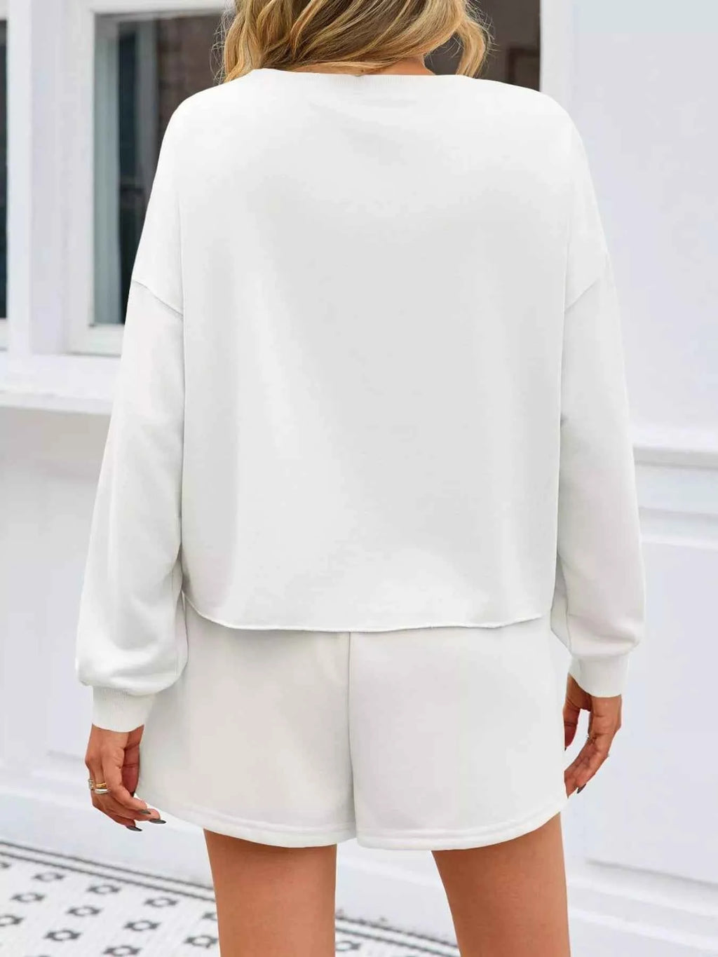 Pearl Embellished Round Neck Top and Skort Set - Velvet Stardust Co.