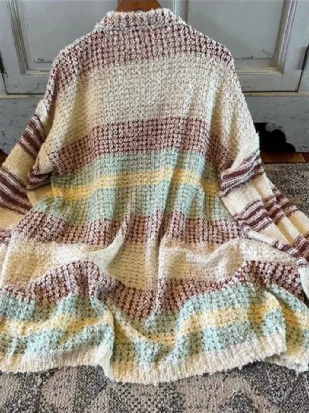 Striped Open Front Longline Cardigan - Velvet Stardust Co.