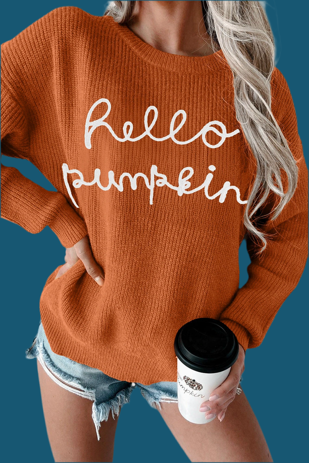 Flamingo Hello Pumpkin Graphic Sweater - Velvet Stardust Co.