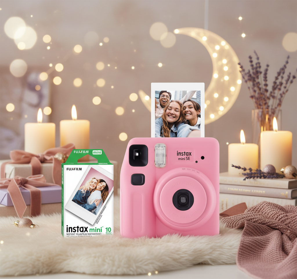 Fujifilm Instax Mini SE Instant Camera + 10-Pack Film – Pink Edition