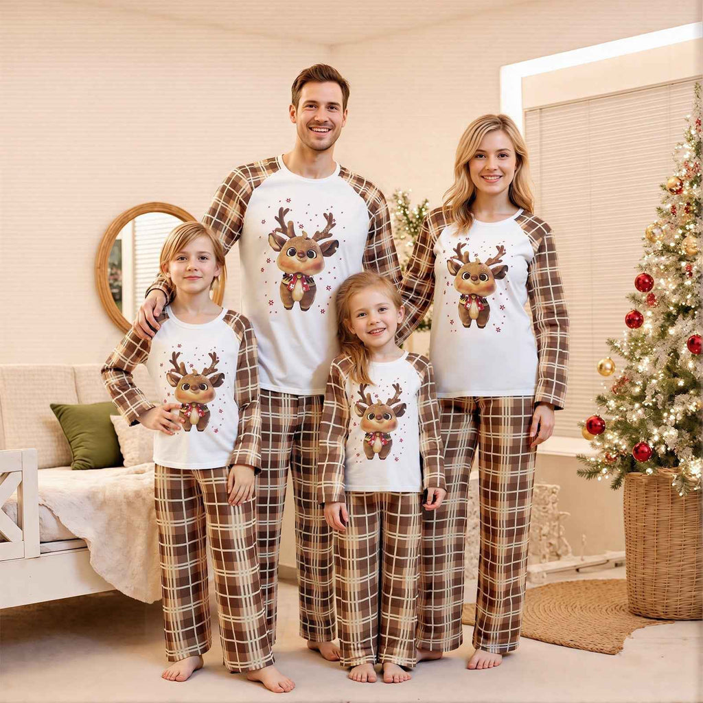 Jaweiwi Family Matching Christmas Pajama Set – Cozy Reindeer Plaid Sleepwear for the Holidays