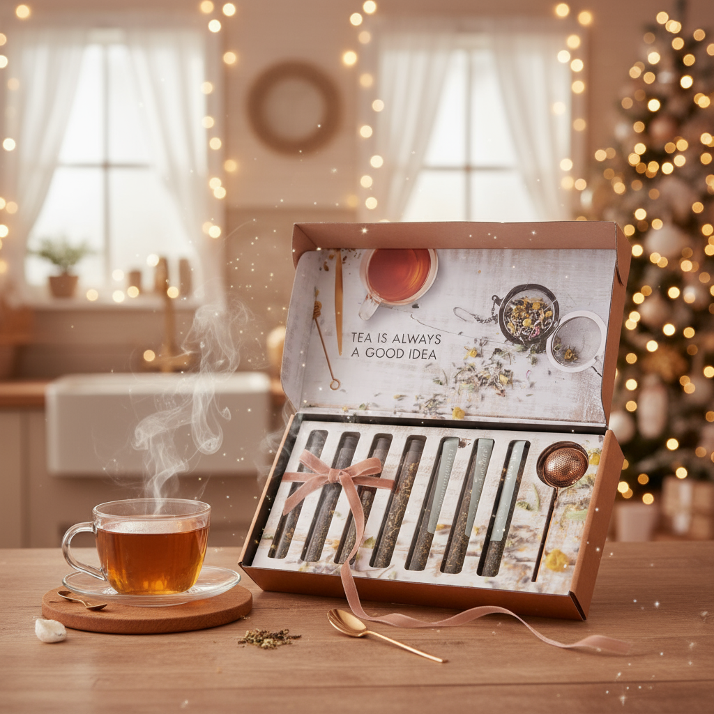 Tea Therapy™ Sampler Variety Gift Box – 7 Artisan Flavors with Rose Gold Infuser