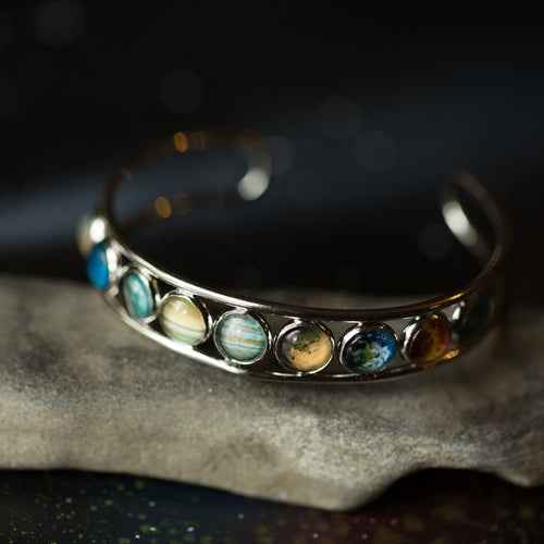 Solar System Silver Bangle Bracelet - Velvet Stardust Co.