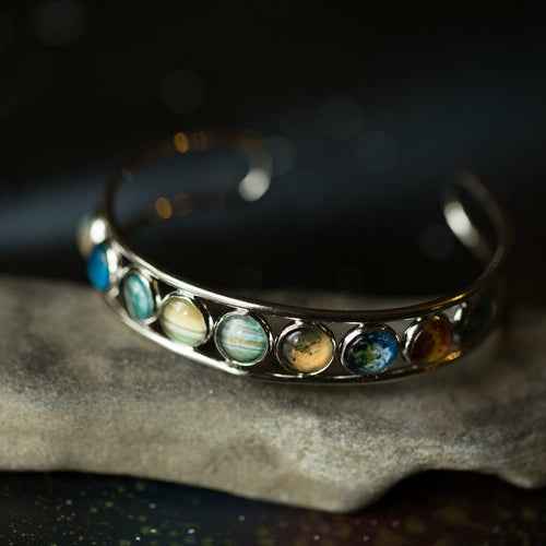 Solar System Silver Bangle Bracelet - Velvet Stardust Co.