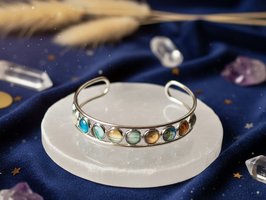 Solar System Silver Bangle Bracelet - Velvet Stardust Co.
