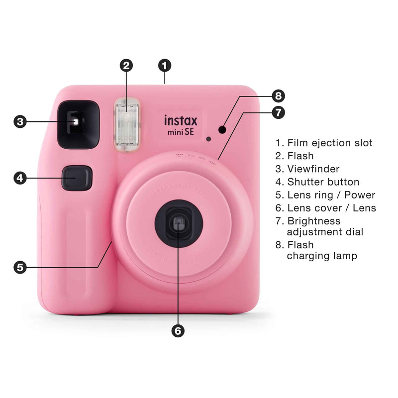 Fujifilm Instax Mini SE Instant Camera + 10-Pack Film – Pink Edition