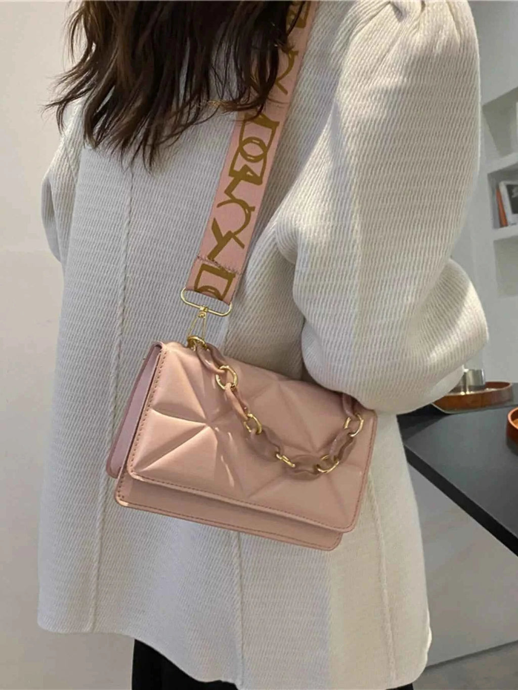 Quilted Adjustable Strap Crossbody Bag - Velvet Stardust Co.