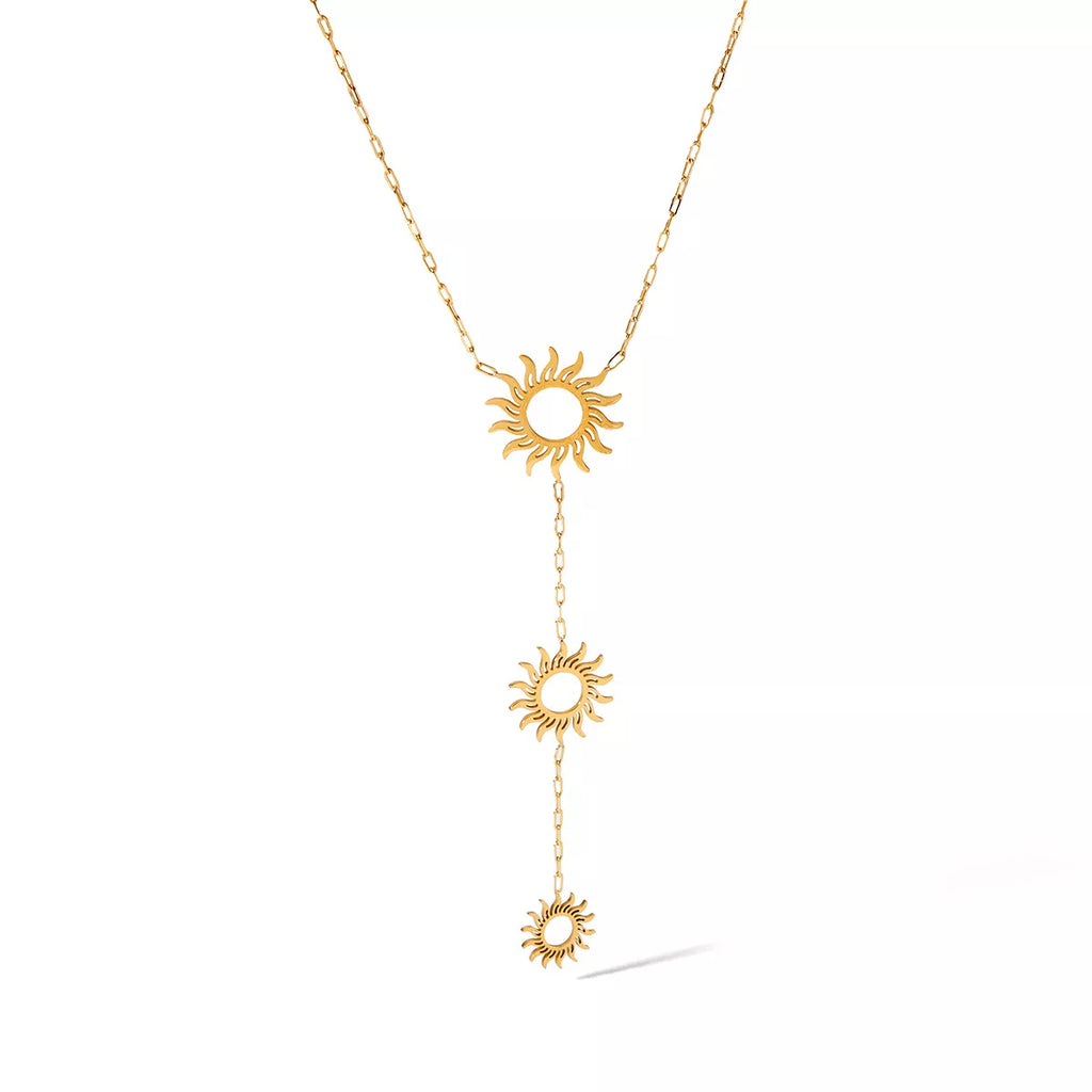 18K Gold-Plated Sun Pendant Necklace - Velvet Stardust Co.