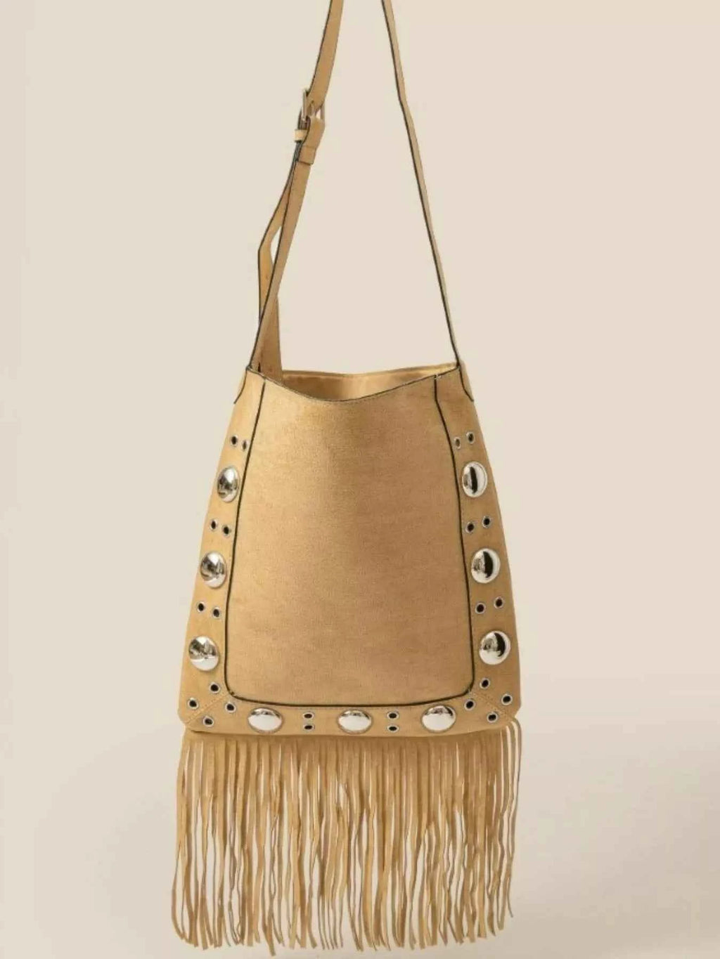 Fame Faux Suede Grommet Accent Fringe Tote Bag - Velvet Stardust Co.