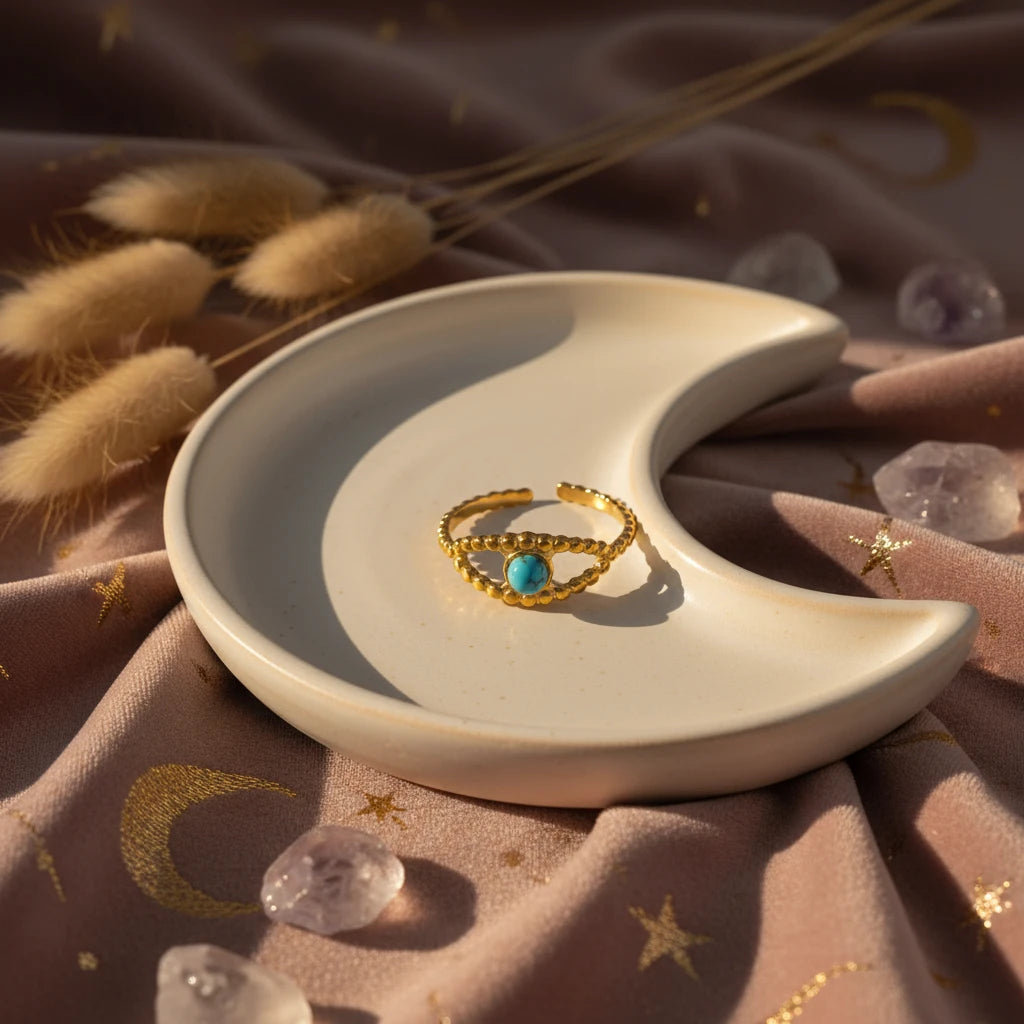 Turquoise Eye Design Ring - Velvet Stardust Co.