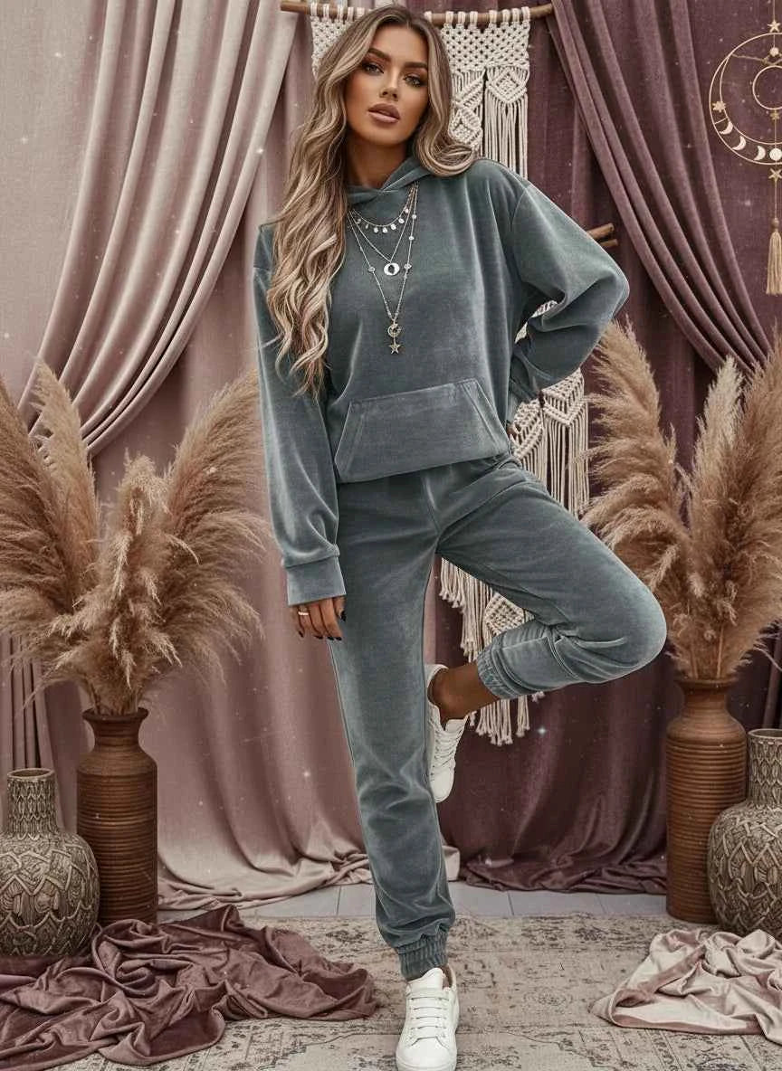 Kangaroo Pocket Hoodie and Pants Set - Velvet Stardust Co.