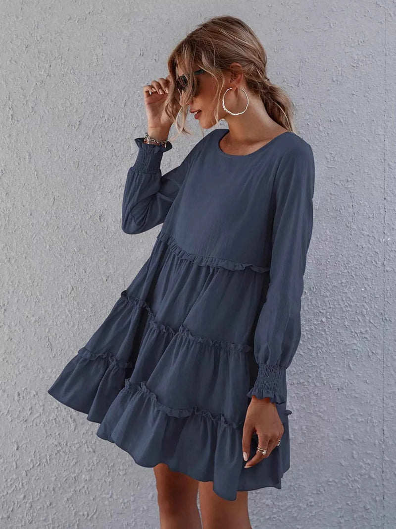Ruffle Tiered Long Sleeve Mini Dress