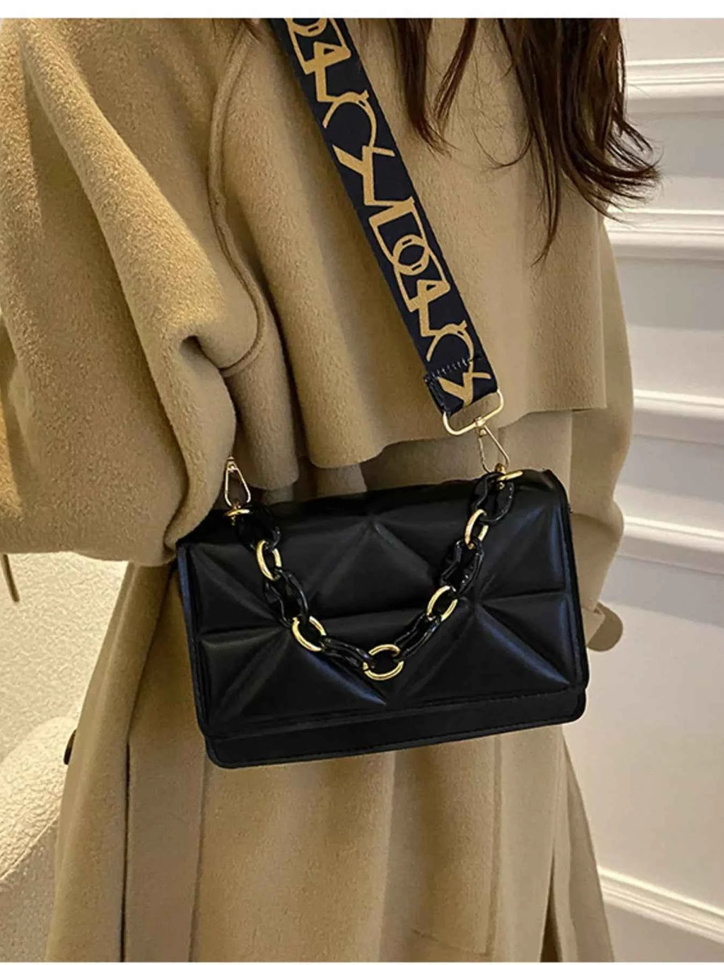 Quilted Adjustable Strap Crossbody Bag - Velvet Stardust Co.