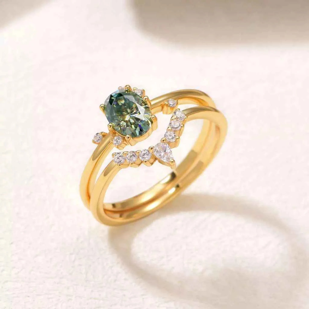 1 Carat Moissanite Emerald Stone Ring Velvet Stardust Co. - Velvet Stardust Co.
