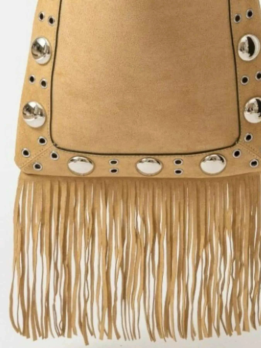 Fame Faux Suede Grommet Accent Fringe Tote Bag - Velvet Stardust Co.