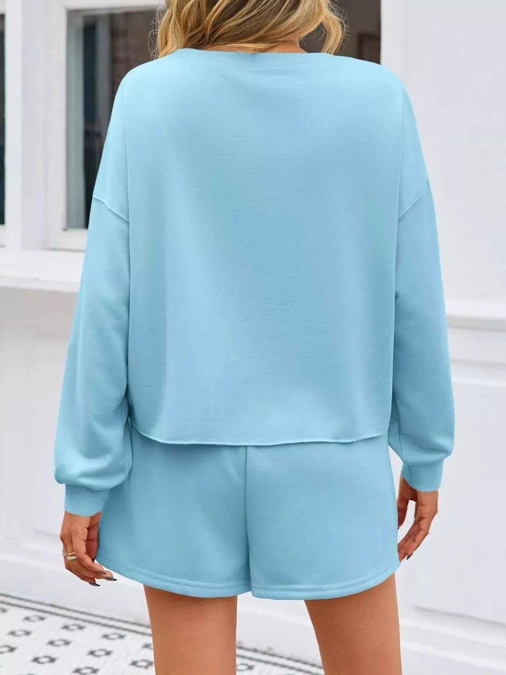 Pearl Embellished Round Neck Top and Skort Set - Velvet Stardust Co.