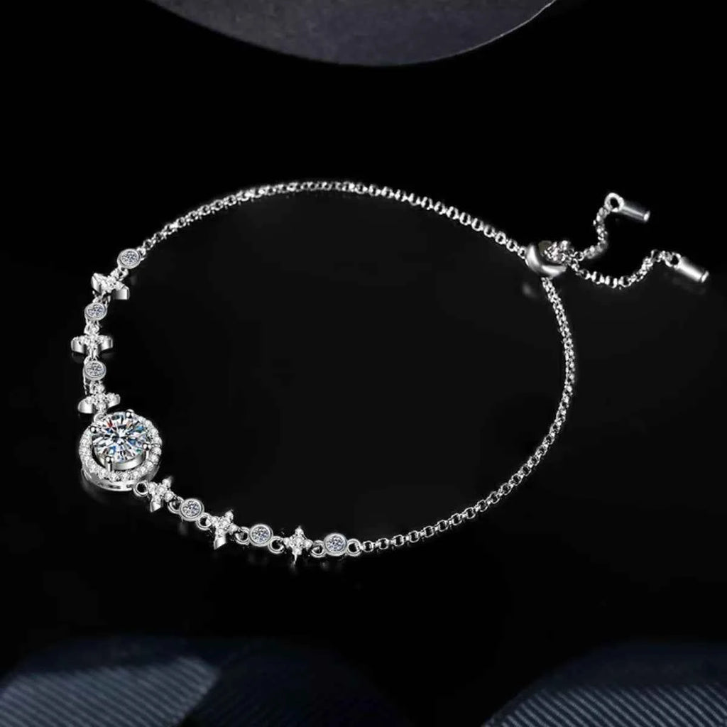 1 Carat Moissanite 925 Sterling Silver Minimalist Bracelet