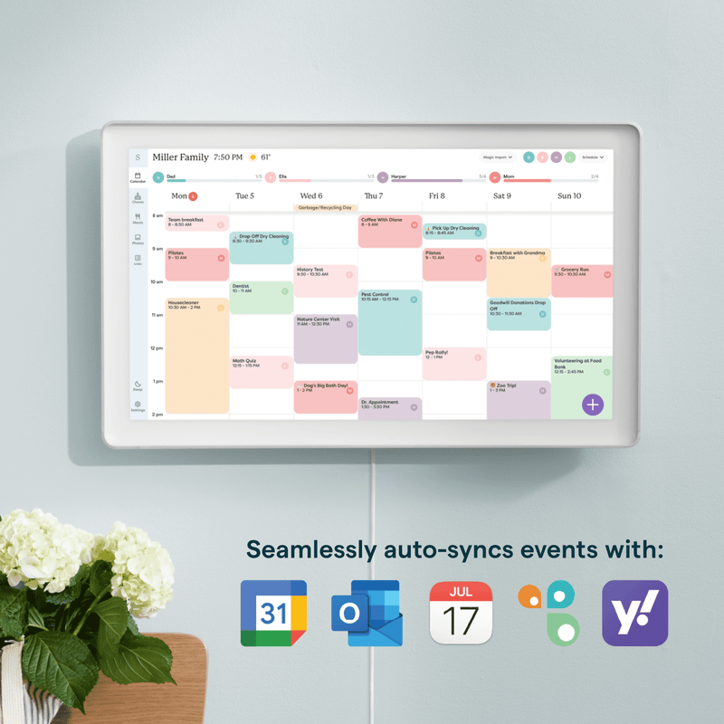 Skylight 15 inch All-in-One Touchscreen Family Calendar and Chore Chart Wall Calendar, White