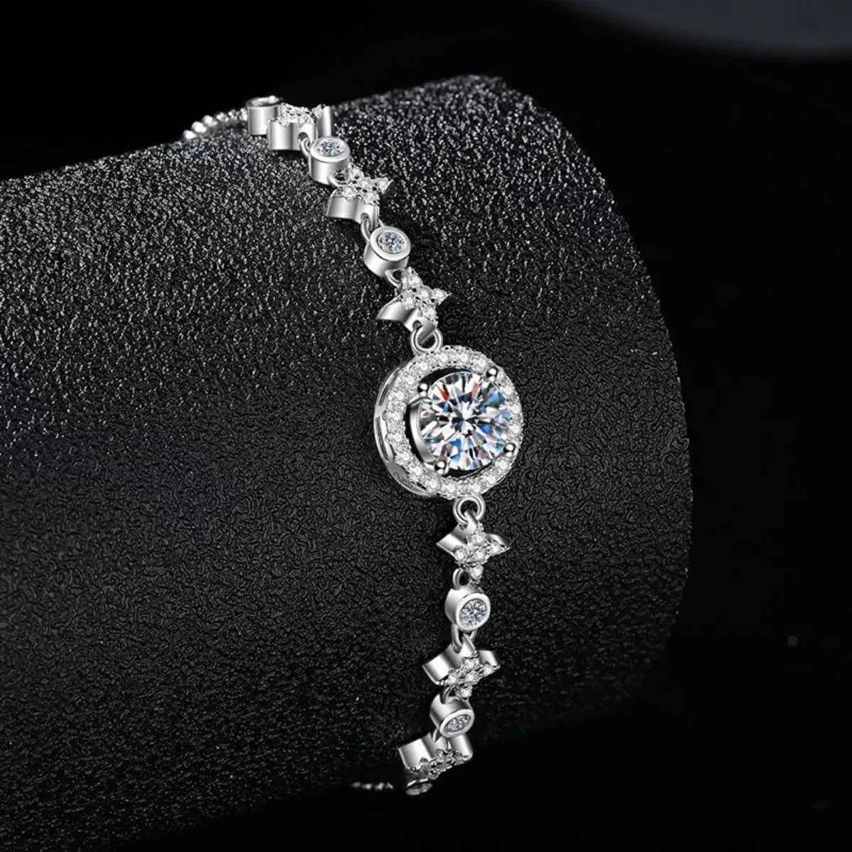 1 Carat Moissanite 925 Sterling Silver Minimalist Bracelet