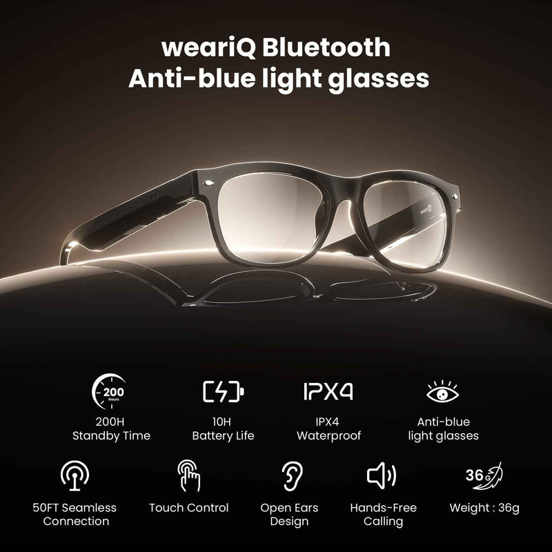 Classic Shiny Black – weariQ Bluetooth Smart Glasses