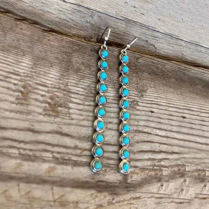Turquoise Alloy Bar Earrings - Velvet Stardust Co. - Velvet Stardust Co.