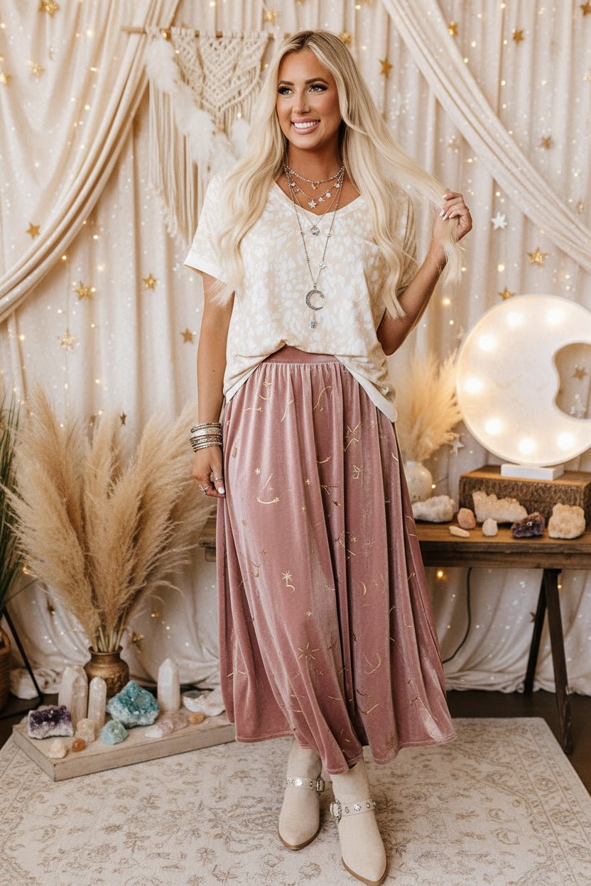 Khaki Leopard Print V Neck Side Slit Loose Fit T Shirt - Velvet Stardust Co.