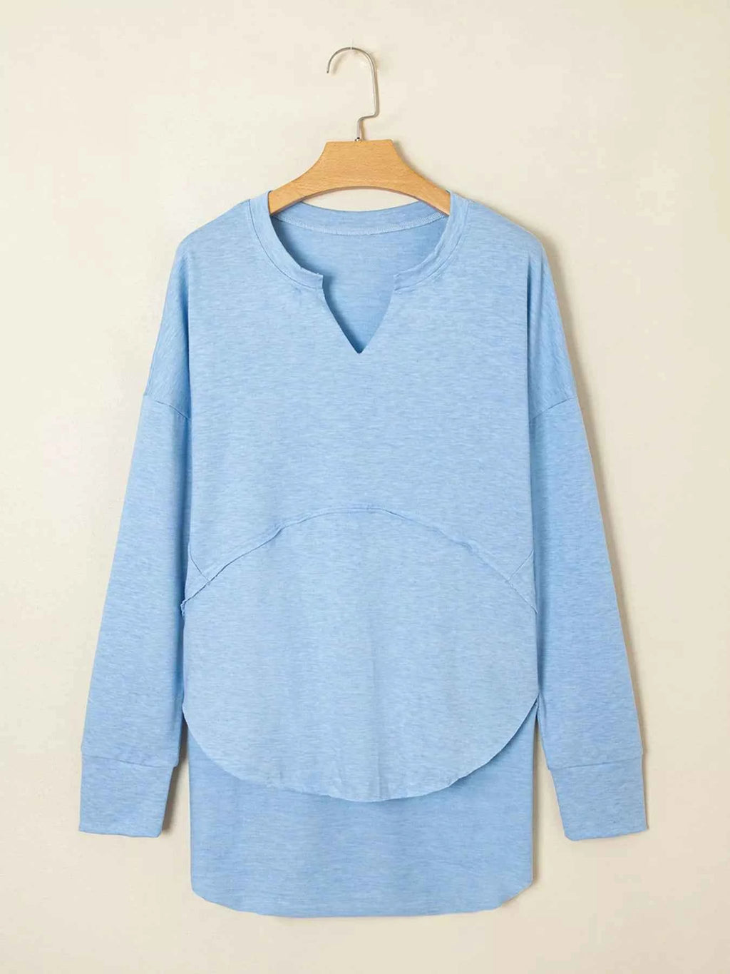 Notched Terry Long Sleeve Top - Velvet Stardust Co.