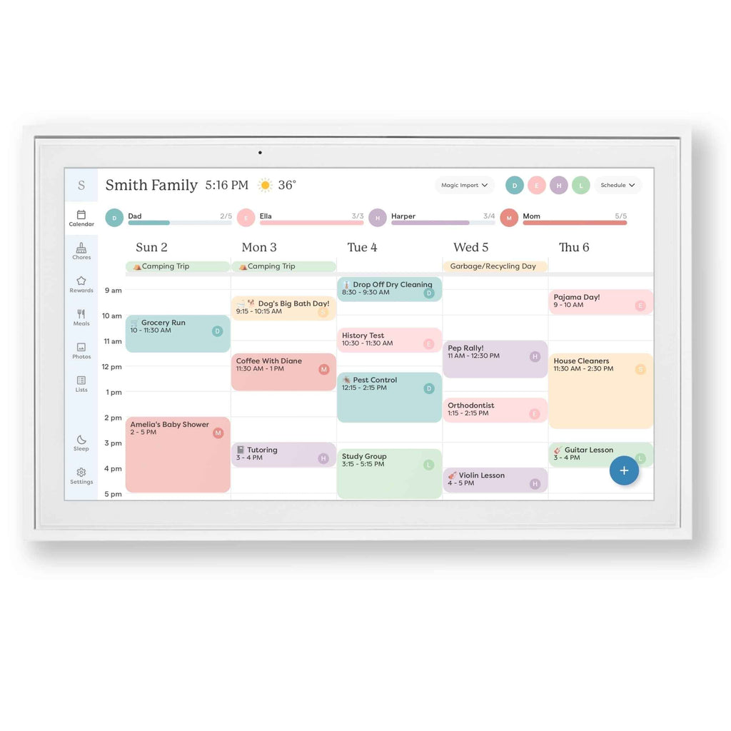 Skylight 15 inch All-in-One Touchscreen Family Calendar and Chore Chart Wall Calendar, White