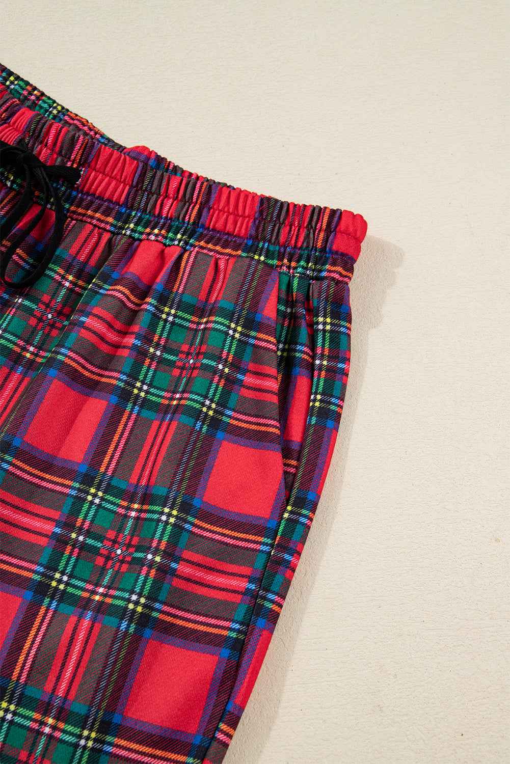 Red Plaid MAMA Graphic Christmas Holiday Crewneck Pullover and Pants Lounge Set - Velvet Stardust Co.