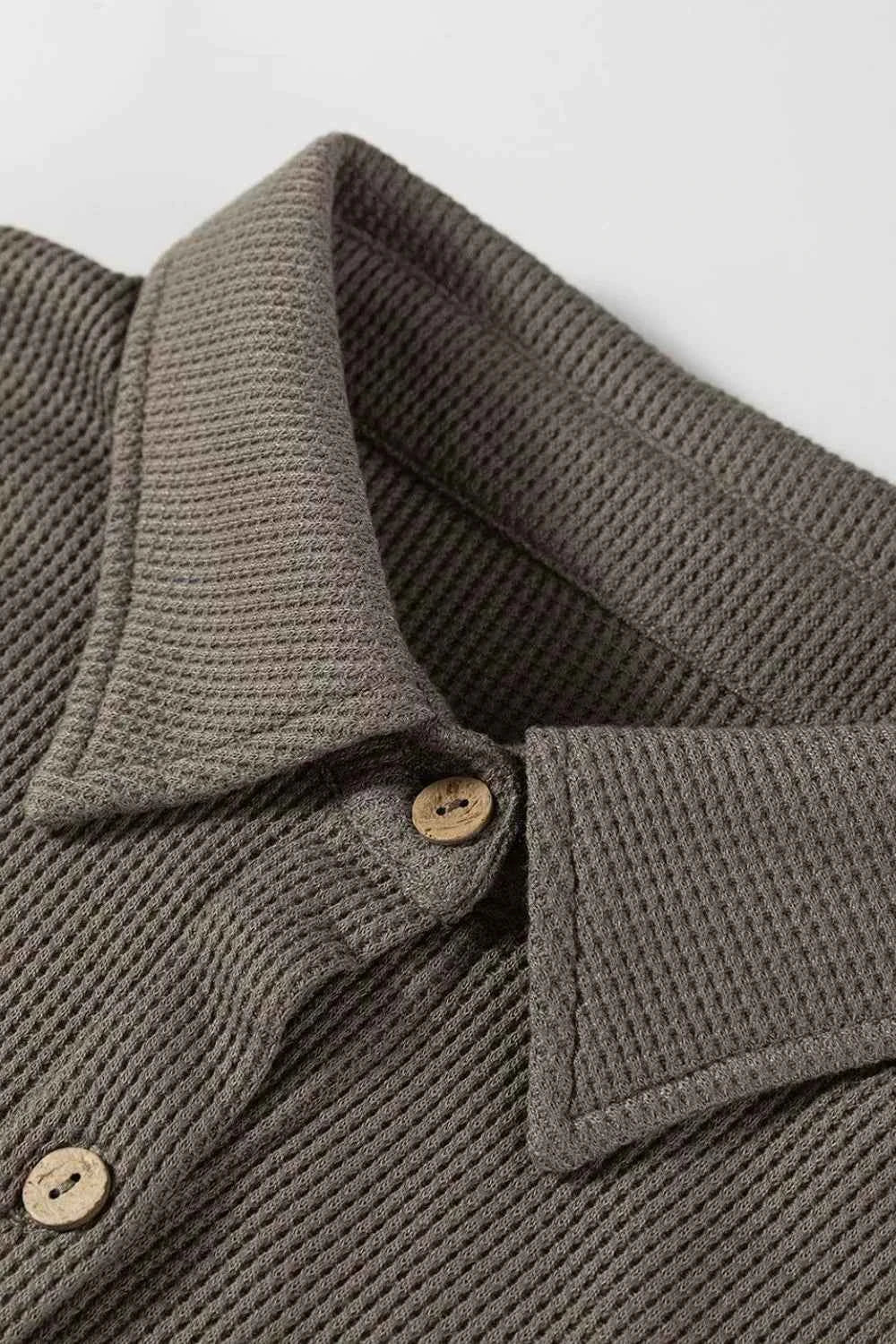 Waffle Knit Shirt Tunic Dress