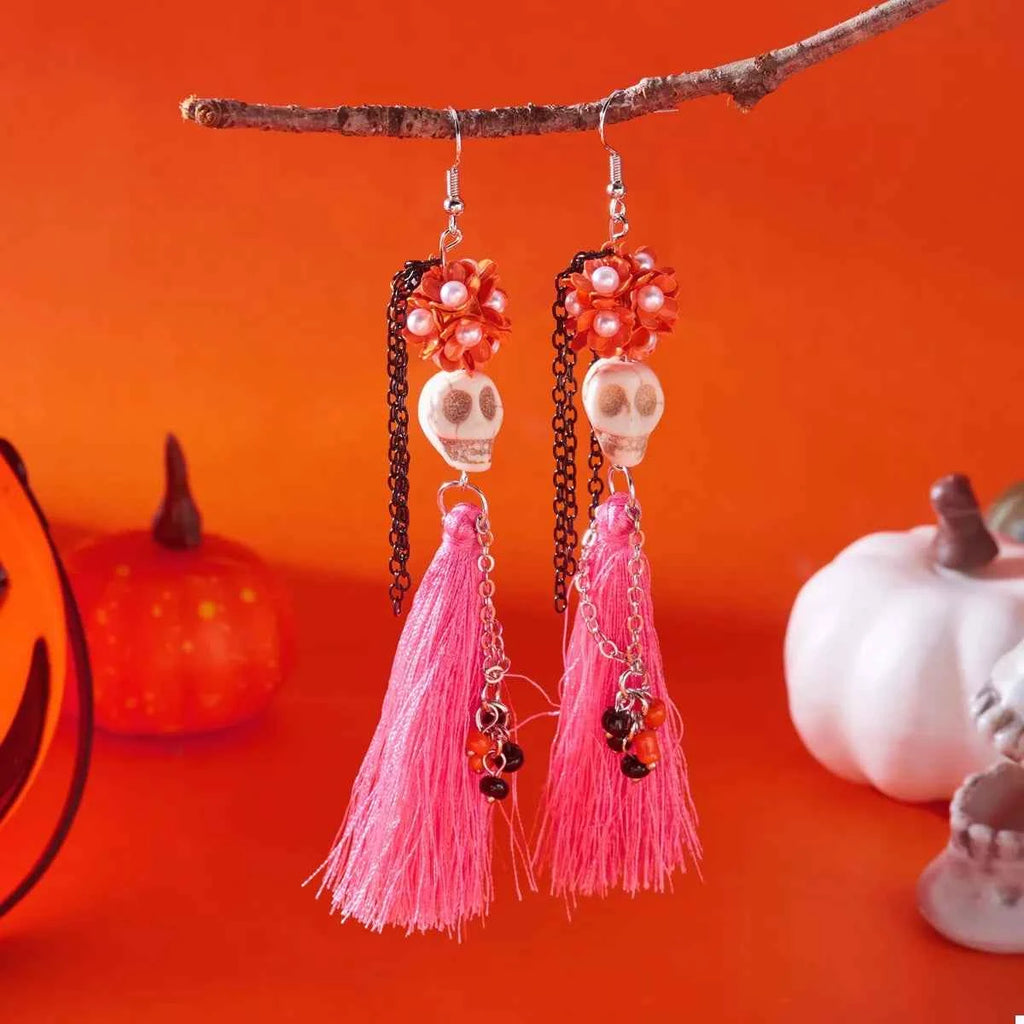 Halloween Ghost Tassel Drop Earrings - Velvet Stardust Co.
