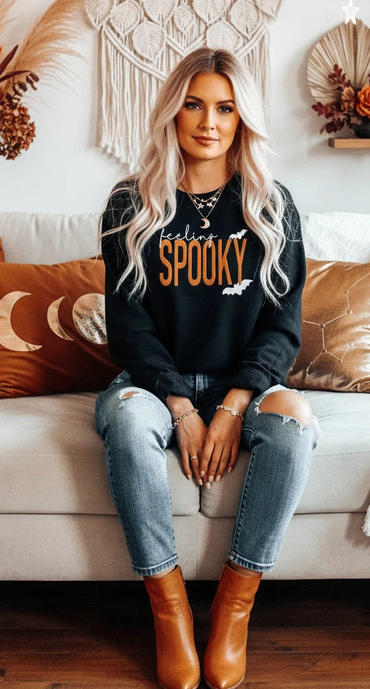 Feeling Spooky Halloween Embroidered Sweatshirt - Velvet Stardust Co.