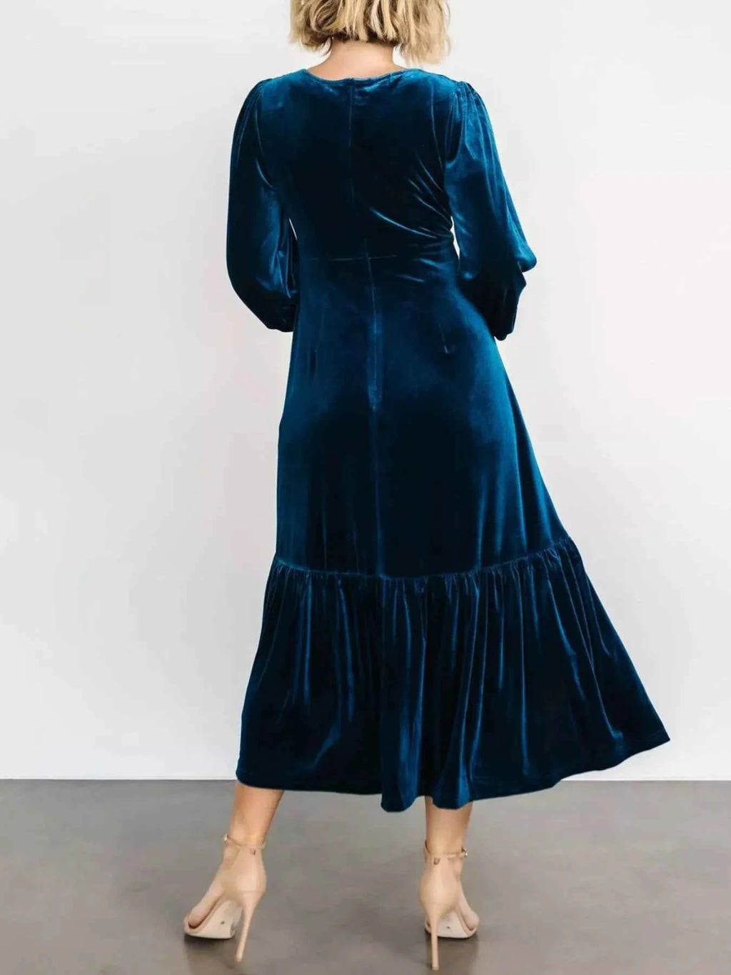 Velvet Tiered Long Sleeve Midi Dress - Velvet Stardust Co. - Velvet Stardust Co.