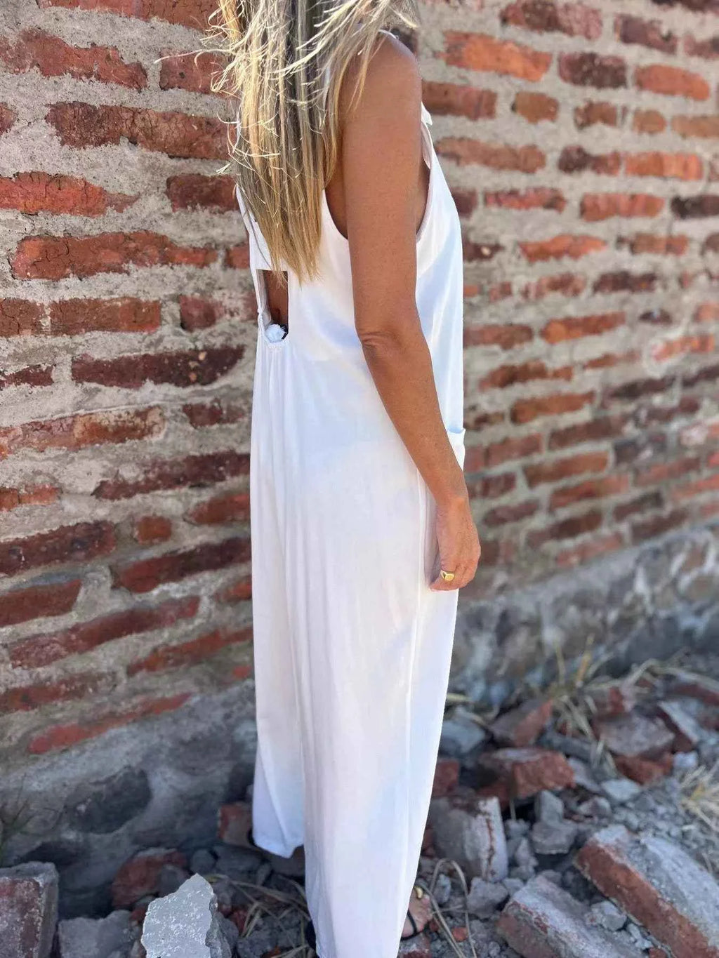 Full Size Button-Front Wide Leg Jumpsuit Plus Size - Velvet Stardust Co.