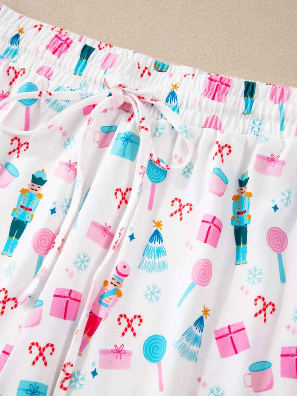 Christmas Pattern Long Sleeve Top and Wide Leg Pants Set