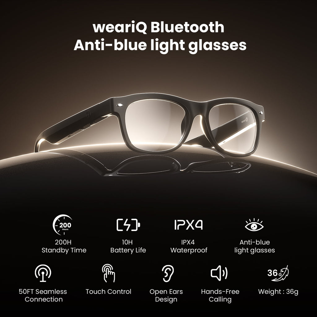 Classic Shiny Black – weariQ Bluetooth Smart Glasses