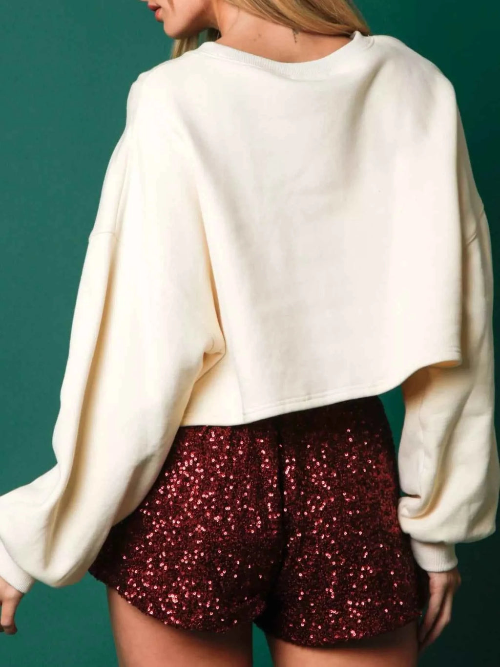 Christmas Sequin Cropped Sweatshirt - Velvet Stardust Co.