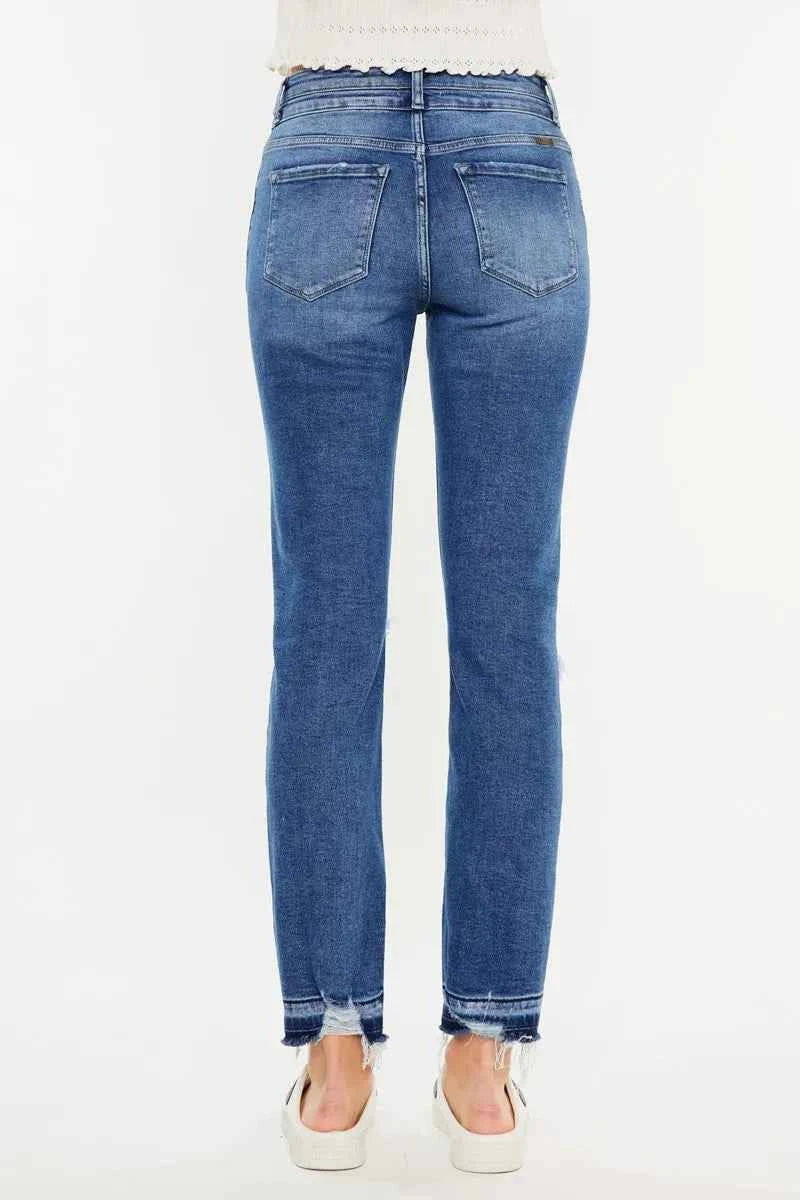 Kancan High Rise Distressed Slim Straight Jeans