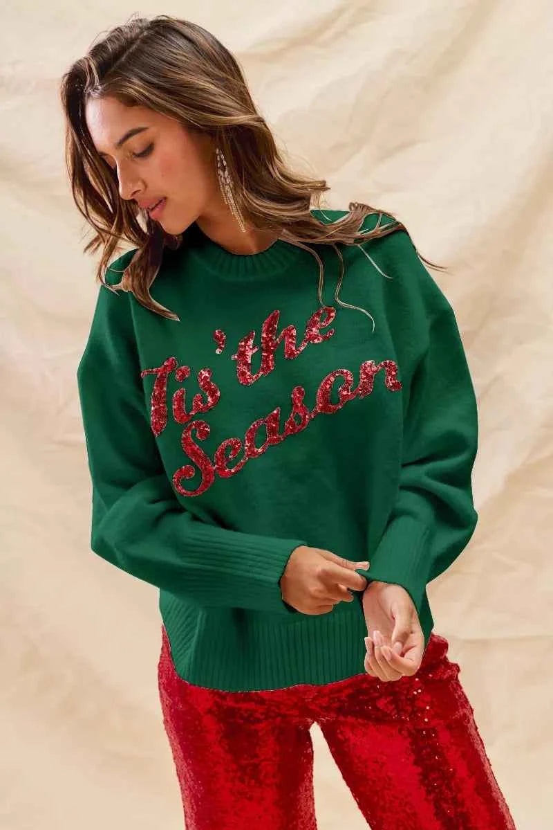 SO ME Sequins Lettering Christmas Holiday Sweater – Velvet Stardust Co. - Velvet Stardust Co.