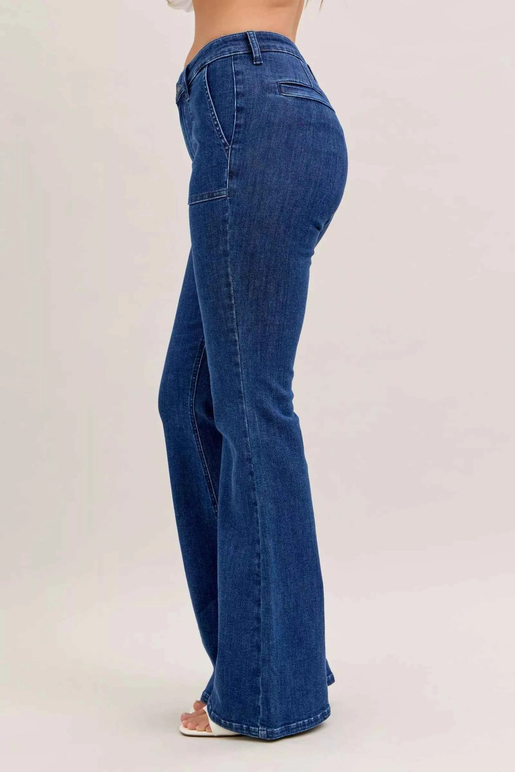 Judy Blue High Waist Flare Jeans with Front Patch Pockets - Velvet Stardust Co.