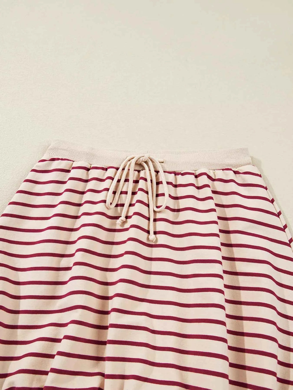 Stripe Cropped Collared Drop Shoulder Pullover and Bubble Mini Skirt Set - Velvet Stardust Co.