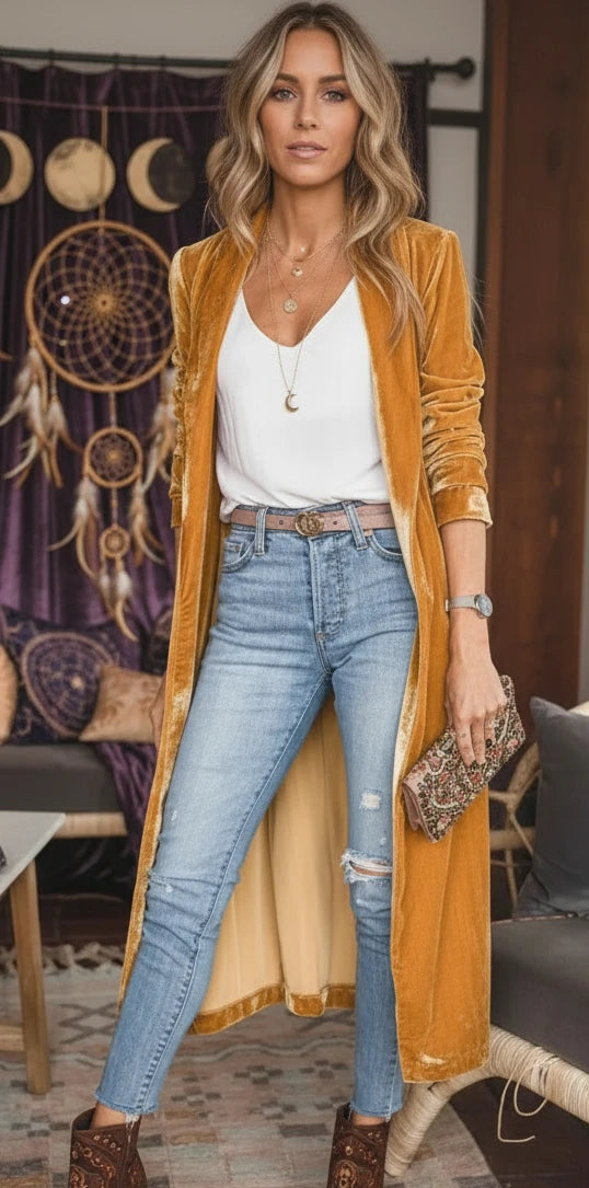 Open Front Long Sleeve Longline Cardigan