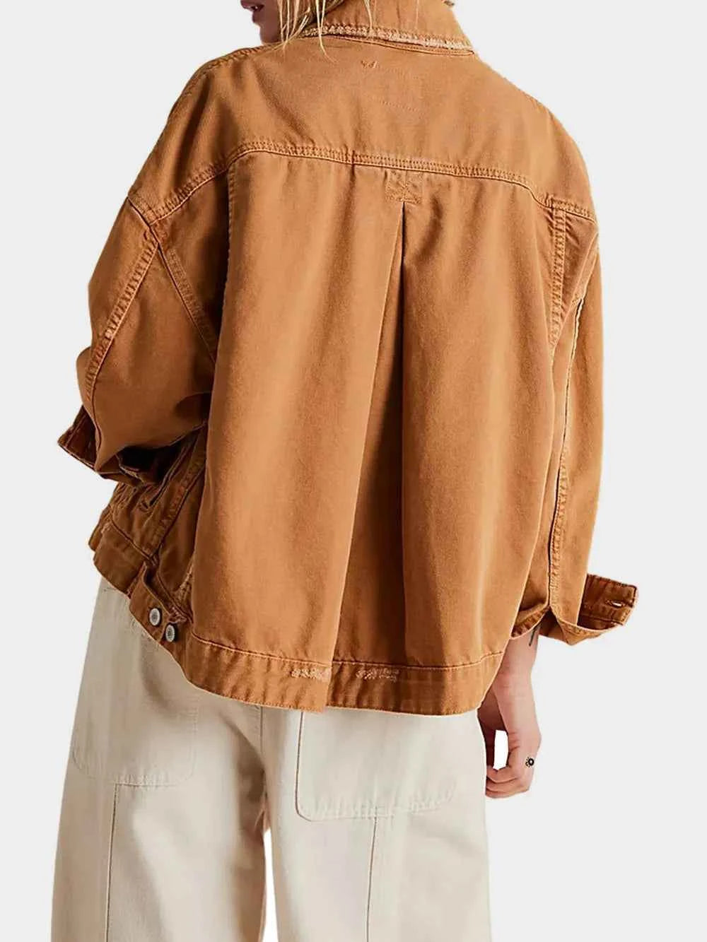 Button Up Drop Shoulder Denim Jacket - Velvet Stardust Co.