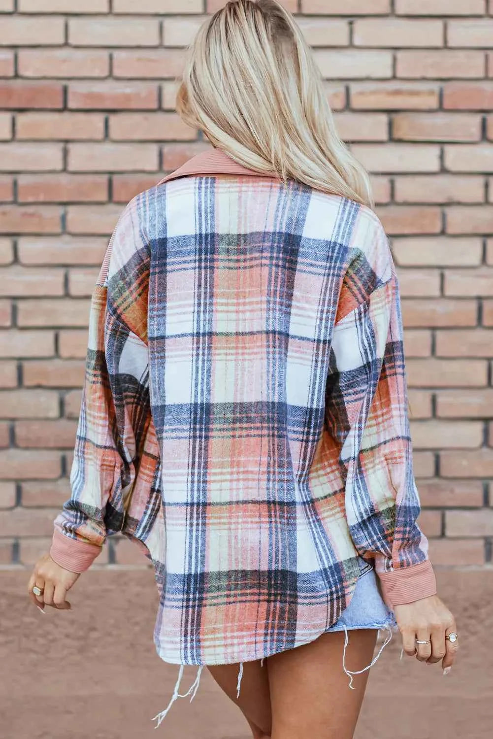 Plaid Button Up Long Sleeve Shacket - Velvet Stardust Co.