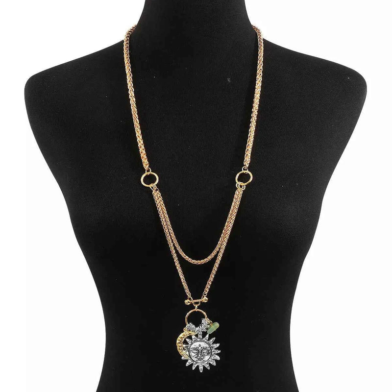 Moon & Sun Pendant Necklace - Velvet Stardust Co.