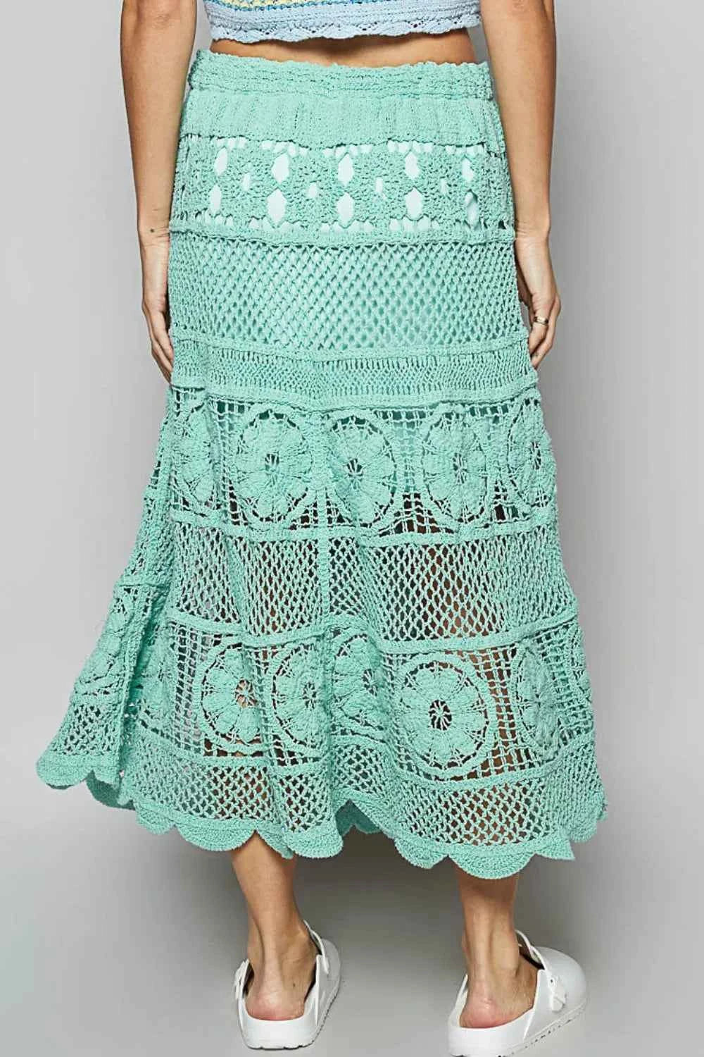 POL Lace Tiered Midi Skirt - Velvet Stardust Co.