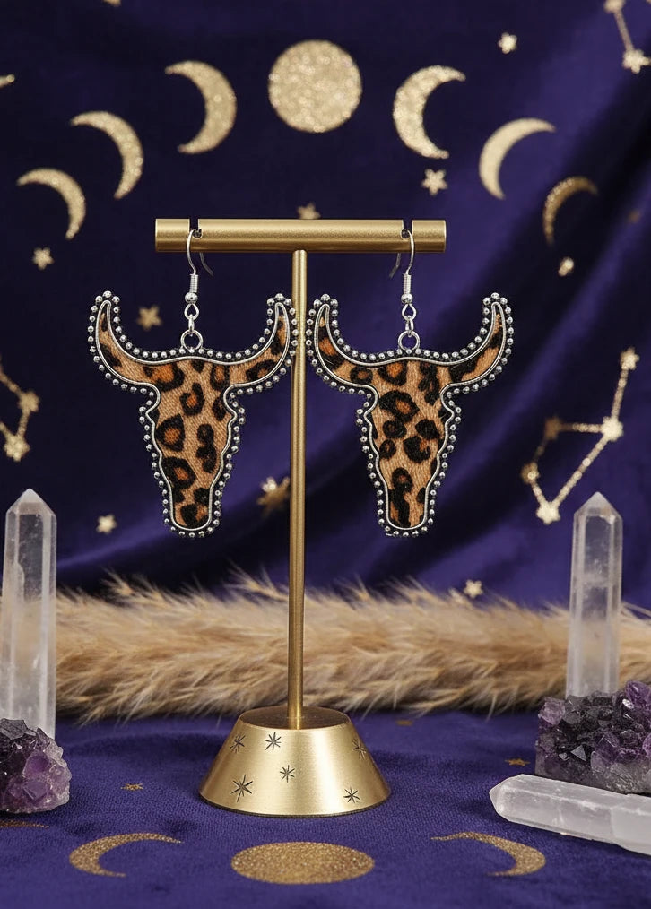 Alloy Animal Print Cow Head Earrings